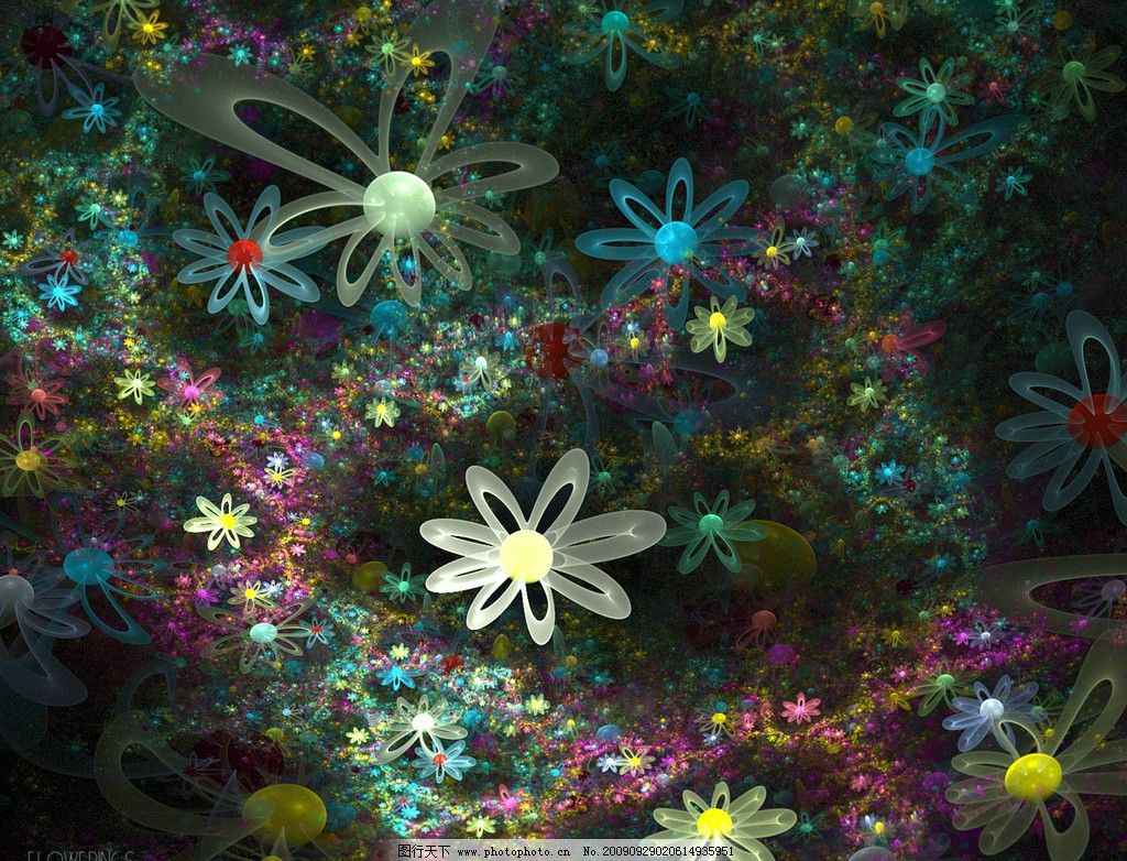 3D梦幻抽象花朵壁纸系列图片