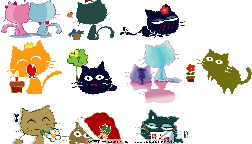 卡通猫,PSD分层素材,源文件库,300DPI,PSD